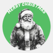 Santa Claus Green Classic Ronde Sticker (Voorkant)