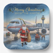 Santa Claus greeting from airport  Papieren Bordje (Voorkant)