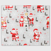 Santa Claus Grey Christmas Cadeaupapier (Vlak)