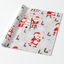 Santa Claus Grey Christmas Cadeaupapier