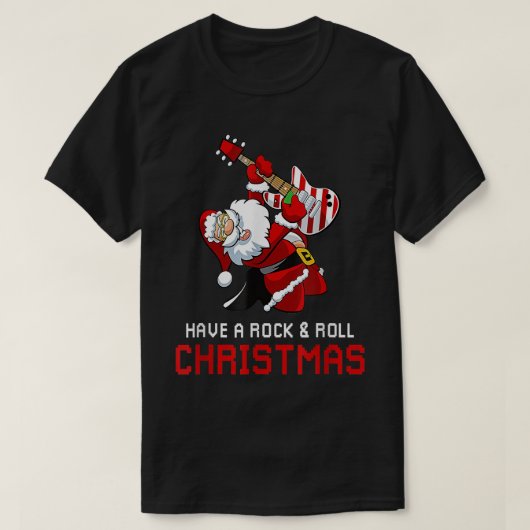 Santa Claus Guitar Player Have A Rock & Roll Chris T-shirt (Design voorkant)