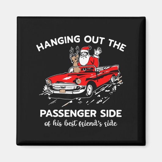 Santa Claus Hanging Out The Penger Side Magneet (Voorkant)