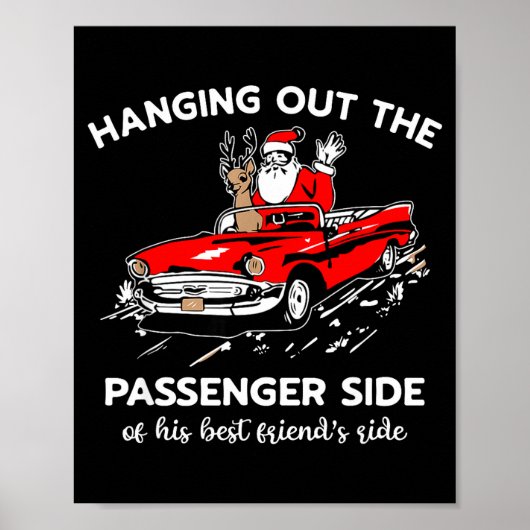 Santa Claus Hanging Out The Penger Side  Poster (Voorkant)