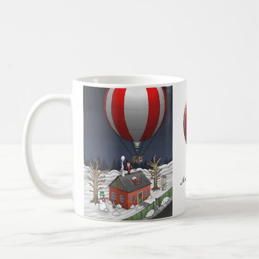 Santa Claus has arrived with a hot air balloon Koffiemok (Links)