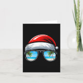 Santa Claus Hat Sungles Beach Christmas In July  Kaart (Voorkant)