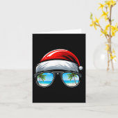 Santa Claus Hat Sungles Beach Christmas In July  Kaart (Gele Bloem)