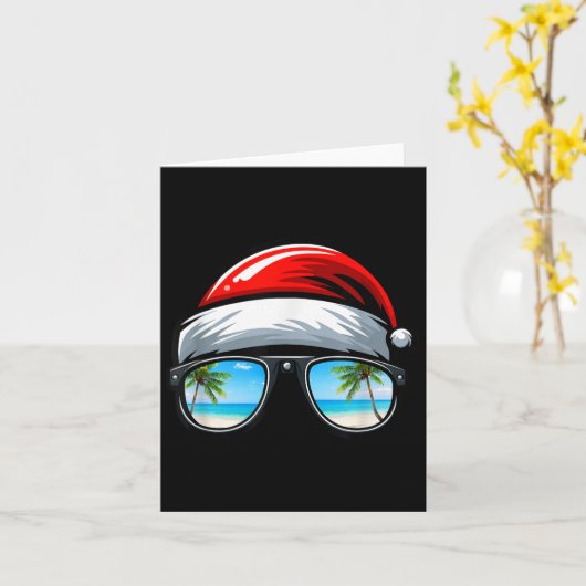 Santa Claus Hat Sungles Beach Christmas In July  Kaart (Gele Bloem)