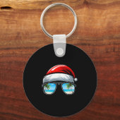 Santa Claus Hat Sungles Beach Christmas In July  Sleutelhanger (Voorkant)