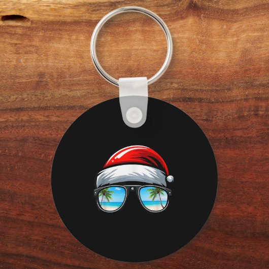 Santa Claus Hat Sungles Beach Christmas In July  Sleutelhanger (Voorkant)