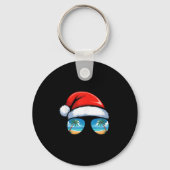 Santa Claus Hat Sungles Beach Christmas In July Su Sleutelhanger (Voorkant)