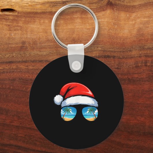 Santa Claus Hat Sungles Beach Christmas In July Su Sleutelhanger (Voorkant)
