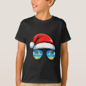 Santa Claus Hat Sungles Beach Christmas In July Su T-shirt (Voorkant)