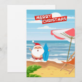 Santa Claus Hawaii Surfen Vrolijk Kerstfeest Feestdagenkaart (Voorkant / Achterkant)