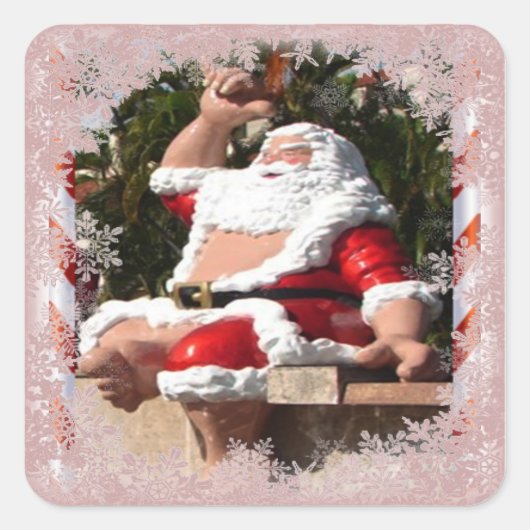 Santa Claus Hawaii Vierkante Sticker (Voorkant)