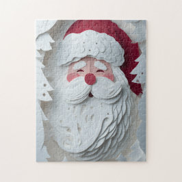 Santa Claus head with white Christmas trees Legpuzzel