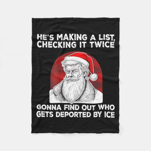 Santa Claus He's Making A List Checking It Twice ( Fleece Deken (Voorkant)