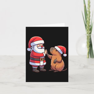 Santa Claus High-fiving Capybara Christmas Peuter Kaart