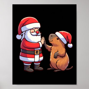 Santa Claus High-fiving Capybara Christmas Peuter Poster