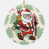 Santa Claus hiker Keramisch Ornament (Achterkant)