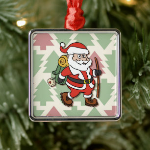 Santa Claus hiker Metalen Ornament