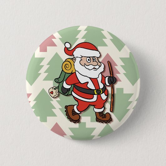 Santa Claus hiker Ronde Button 5,7 Cm (Voorkant)