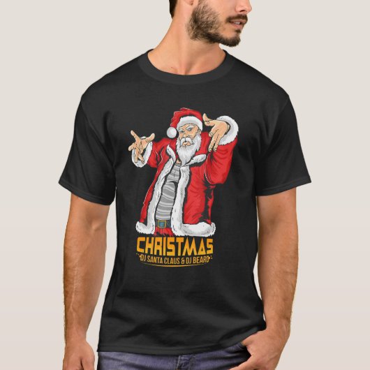 Santa Claus Hip Hop DJ Music Xmas Pajama Kerstmis T-shirt (Voorkant)