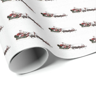Santa Claus Hippo Sleigh Cadeaupapier