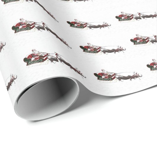 Santa Claus Hippo Sleigh Cadeaupapier (Rol Hoek)