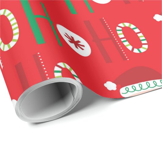 Santa Claus HO HO HO Cadeaupapier (Rol Hoek)