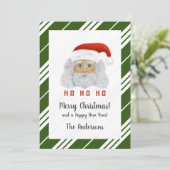 Santa Claus HO HO HO HO Groen Vrolijk Kerstfeest Feestdagenkaart (Staand voorkant)