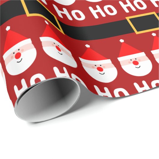 Santa Claus Ho Ho Ho Pattern Cadeaupapier (Rol Hoek)