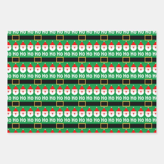 Santa Claus Ho Ho Ho Pattern Inpakpapier Vel (Voorkant 3)