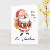 Santa Claus Ho Ho Ho & whimsical greeting  Kaart (Gele Bloem)