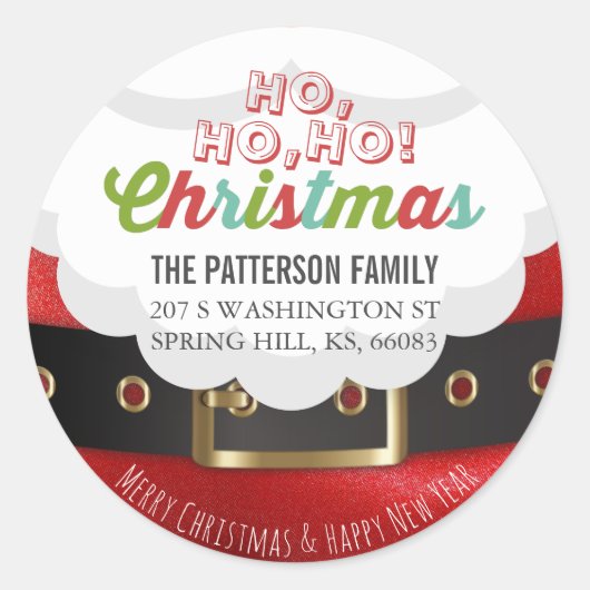 Santa Claus Ho Ho Kerstfeest Nieuwjaar Ronde Sticker (Voorkant)