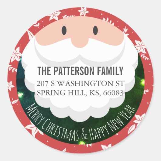 Santa Claus Ho Ho Kerstfeest Nieuwjaar Ronde Sticker (Voorkant)