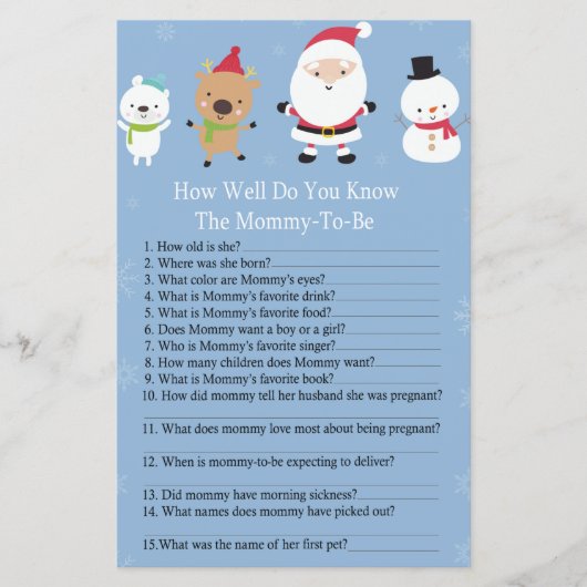 Santa Claus, hoe goed ken je het baby shower spel? (Voorkant)