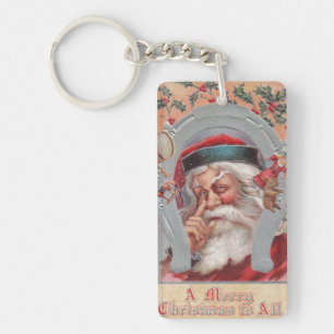 Santa Claus Hoefijzer Gekapt  Sleutelhanger