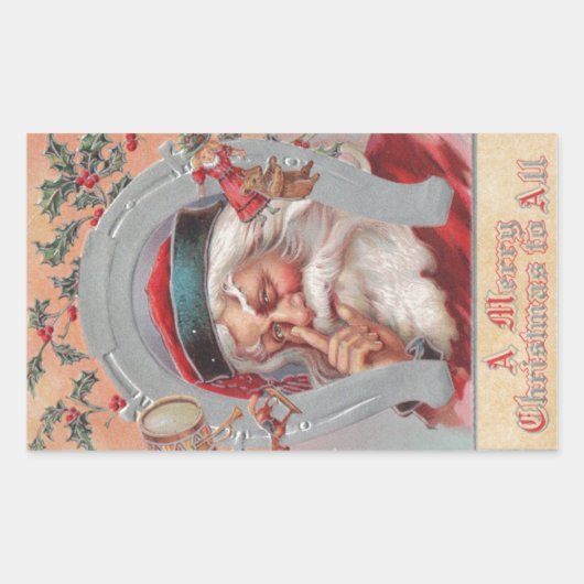 Santa Claus Hoefijzer Gekapt Sticker (Voorkant)