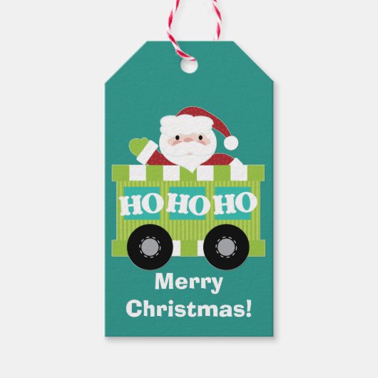 Santa Claus HoHoHo Cart Kerstmis Cadeaulabel (Voorkant)