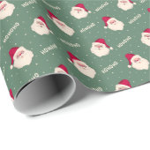 Santa Claus HOHOHO op Sage Green Cadeaupapier (Rol Hoek)