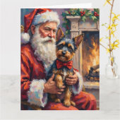 Santa Claus Holding Affenpinscher Christmas Art Kaart (Gele Bloem)