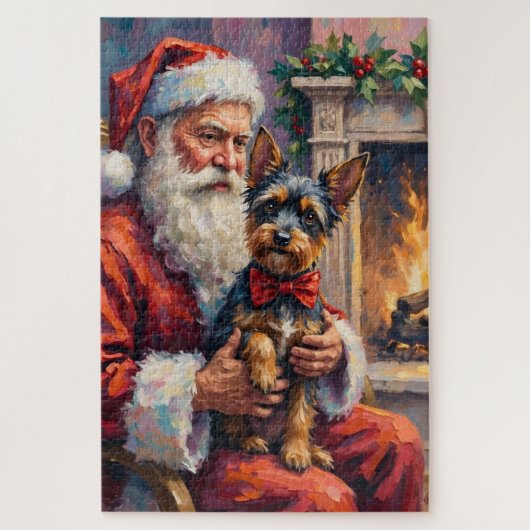 Santa Claus Holding Affenpinscher Christmas Art Legpuzzel (Verticaal)
