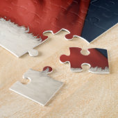 Santa Claus Holding Akita Christmas Art Legpuzzel (Zijkant)