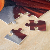 Santa Claus Holding Alaskan Malamute Christmas Art Legpuzzel (Zijkant)