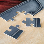 Santa Claus Holding American Eskimo Christmas Art Legpuzzel (Zijkant)