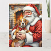 Santa Claus Holding American Staffordshire Terrier Kaart (Voorkant)