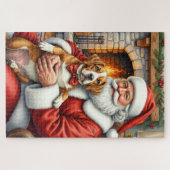 Santa Claus Holding American Staffordshire Terrier Legpuzzel (Horizontaal)