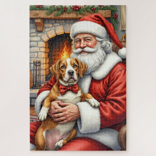 Santa Claus Holding American Staffordshire Terrier Legpuzzel (Verticaal)