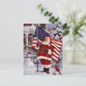Santa Claus Holding Amerikaanse vlag Feestdagenkaart (Staand voorkant)