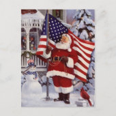 Santa Claus Holding Amerikaanse vlag Feestdagenkaart (Voorkant)